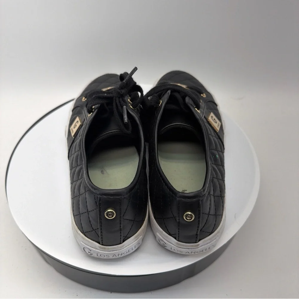 G by‎ Guess Black Quilted Sneakers with Gold Details